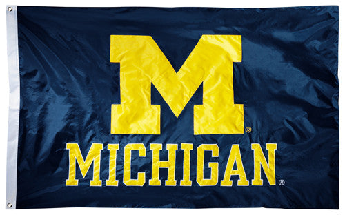 Michigan Wolverines Official NCAA Premium Nylon Applique 3'x5' Flag - BSI Products