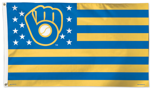 Milwaukee Brewers Stars-and-Stripes-Style Official MLB Baseball DELUXE 3'x5' Team Flag - Wincraft