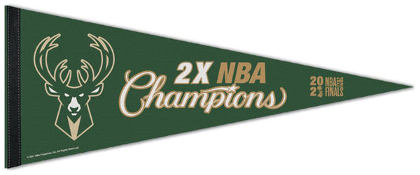 Milwaukee Bucks 2X NBA Champions Official Premium Felt Commemorative Pennant - Wincraft