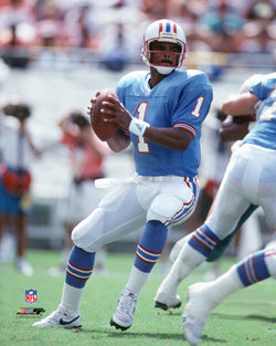 Warren Moon "Drop Back" (c.1989) Houston Oilers Premium Poster Print - Photofile