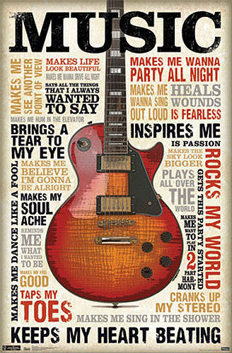 Music Inspires Me Motivational Inspirational Poster - Trends International