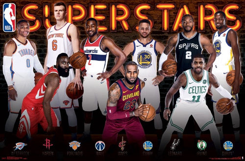 NBA Superstars 2017-18 Poster (Durant, Harden, LeBron, Curry, Westbroo ...