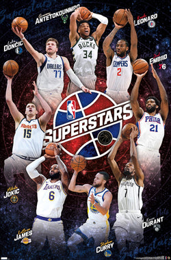 NBA Superstars 2021-22 Poster (8 Basketball Greats In Action) - Costacos Sports