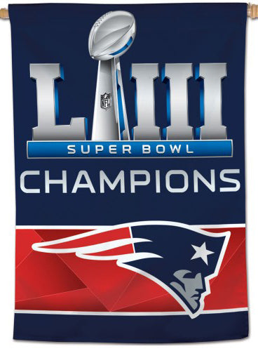 New England Patriots SUPER BOWL LIII CHAMPIONS (2019) Official NFL 28" x 40" BANNER - Wincraft