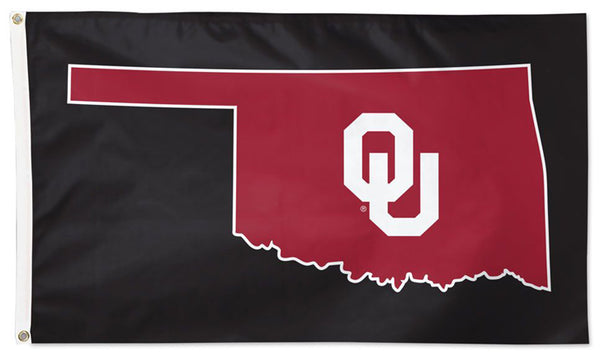 Oklahoma Sooners State-Outline-Style NCAA Team Logo Deluxe-Edition 3'x5' Flag - Wincraft