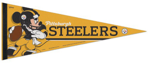 Pittsburgh Steelers "Mickey QB Gunslinger" Official NFL/Disney Premium Felt Pennant - Wincraft