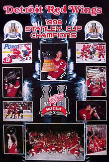 Detroit Red Wings Back 2 Back Stanley Cup Champions 1997 98 Poster Norman James Corp Sports Poster Warehouse