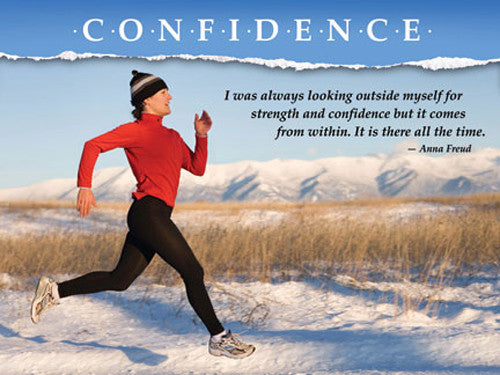 Running "Confidence" (Woman in Winter) Motivational Inspirational Poster - Jaguar