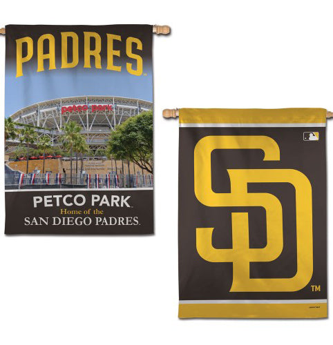 San Diego Padres Official 2-Sided (Logo and Petco Park) Vertical Flag Wall Banner - Wincraft