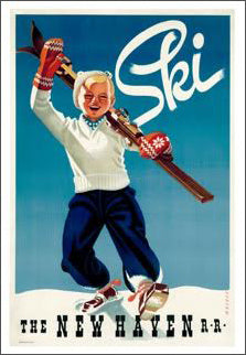 Ski New England (New Haven Railroad) Vintage 1945 Poster Reproduction - A.A.C.