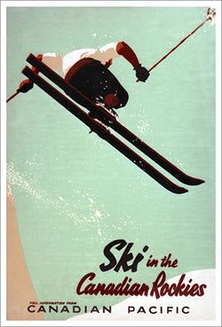 Ski in the Canadian Rockies c.1945 Vintage Canadian Pacific Travel Poster Reprint - Eurographics