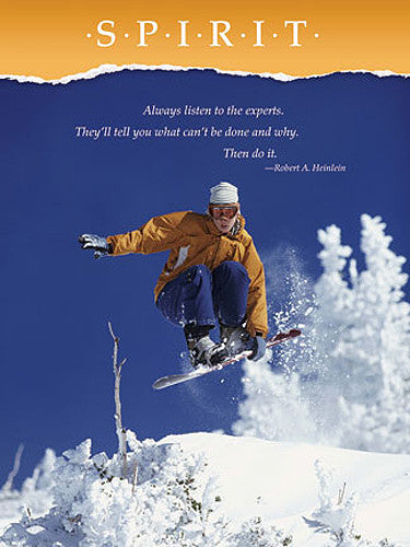 Snowboarding "Spirit" Motivational Inspirational Action Poster - Jaguar