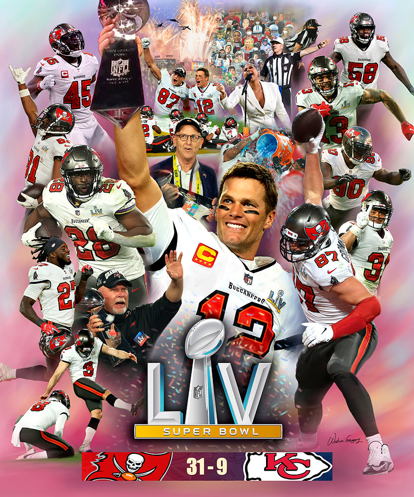 Tampa Bay Buccaneers "LV Glory" Super Bowl LV (2021) Champions Premium – Sports Poster Warehouse