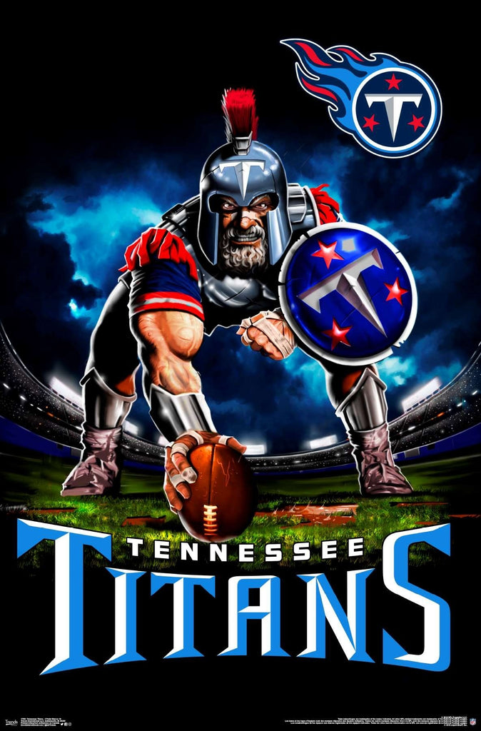 Tennessee Titans "Ferocious Football" NFL Theme Art Poster Liquid Bl