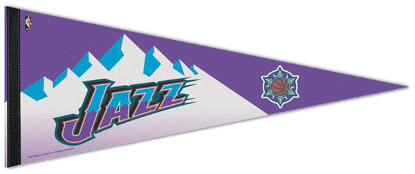 Utah Jazz "Purple-Mountain" 1996-2004-Throwback-Style Official NBA Premium Felt Pennant - Wincraft
