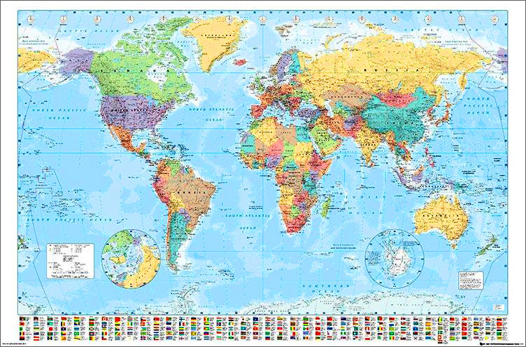 Map of the World 22x34 Wall Poster - Collins Bartholomew Ltd. – Sports ...