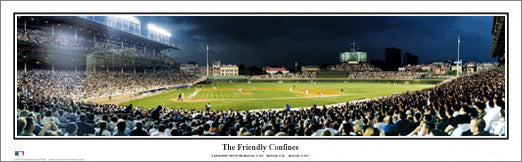 Wrigley Field "The Friendly Confines" Twilight Panoramic Poster Print - Everlasting Images