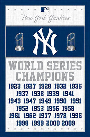 yankees series york champions 27 poster posters championship commemorative banner sports mlb logo champs trends international baseball years professional allposters