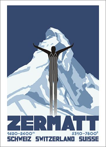Zermatt Matterhorn Ski Jumper (1931) Classic Travel Poster Reprint - A.A.C.