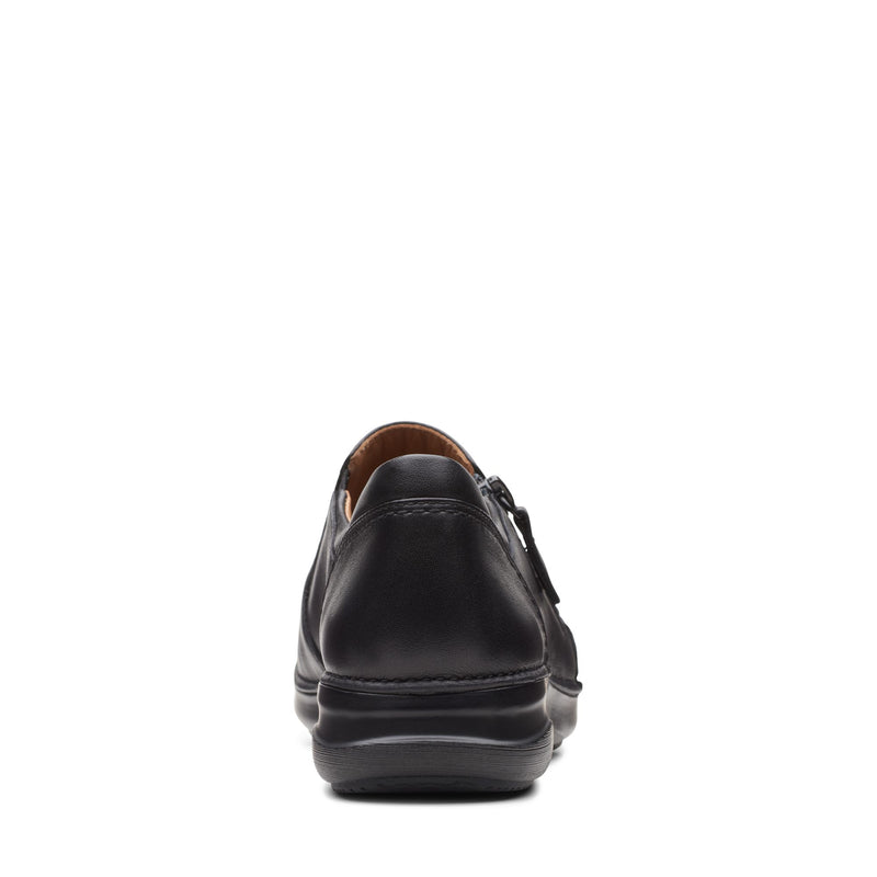 Women's Clarks Zip Black Leather (Medium & Wide Width) – Brown's Fit Cape