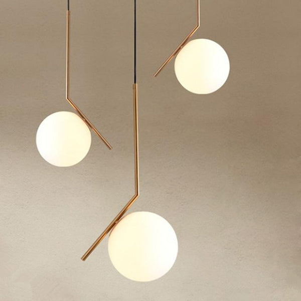 Buy Milky White Glass Globe Minimalist Pendant Lights at Lifeix Design