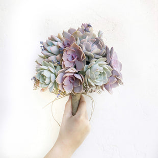 lavender and green succulent bouquet