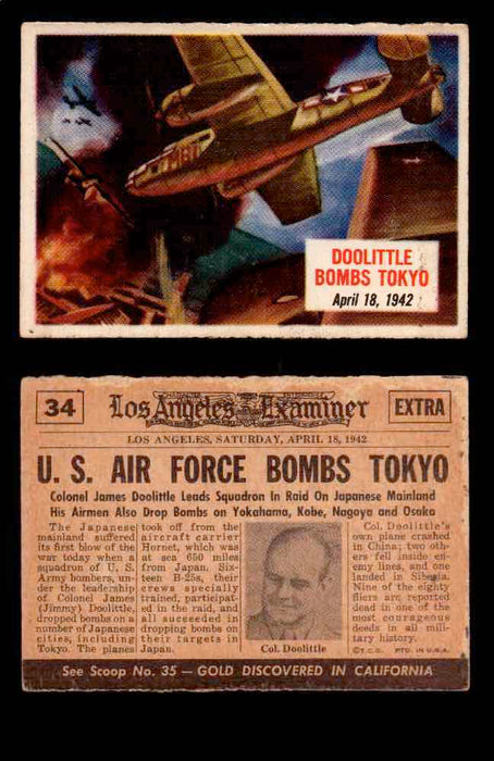 1954 Scoop Newspaper Series 1 Topps Vintage Trading Cards You Pick Singles #1-78 34   Doolittle Bombs Tokyo  - TvMovieCards.com