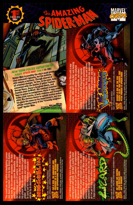 1994 The Amazing Spiderman 1st Ed. Uncut 4 Card Promo Sheet Fleer Trad —  