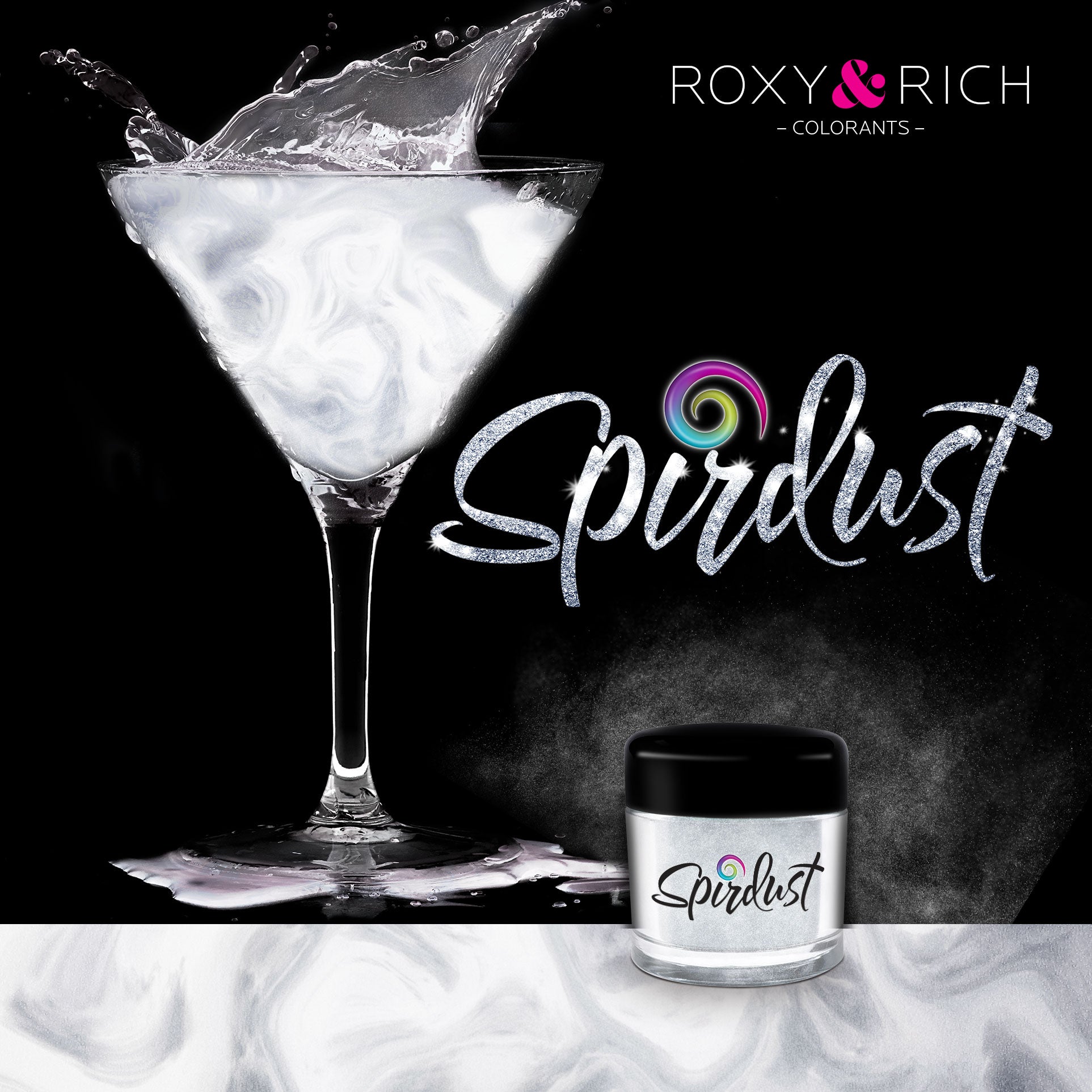 Poudres brillantes comestibles pour boissons - NOIR - SPIRDUST - Roxy & Rich