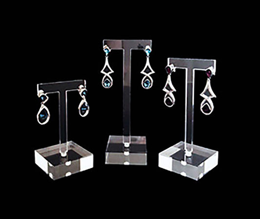 3PCS Transparent Acrylic Blocks Jewelry Showcase Display Holder Jewelry  Stand