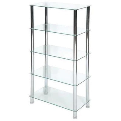 5 Tier Chrome Rectangular Frosted Glass Stand