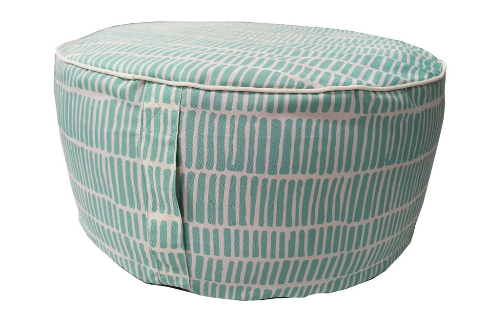 Cross Stripes Outdoor Inflatable Pouf Teal