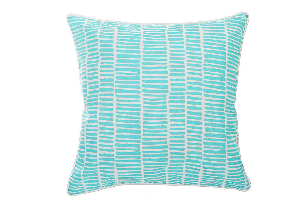 Cross Stripes Outdoor Waterproof Cushion Teal - Set of 2