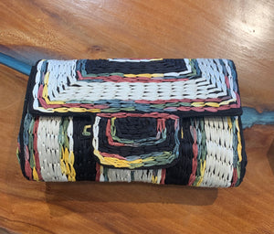 Woven Fabric Clutch, Blk Multi - Satori Designs CA