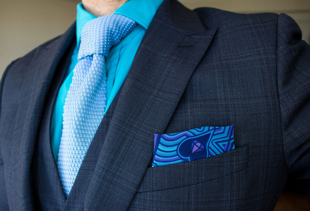 Blue silk pocket square – Wedding Style