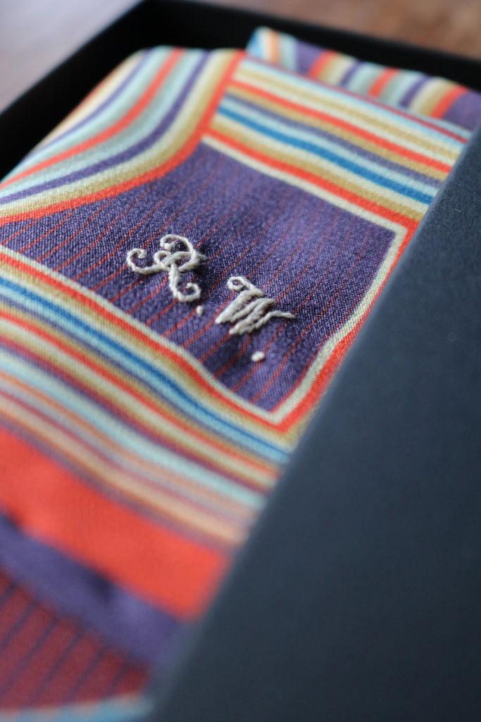 Custom embroidered bespoke luxury pocket square