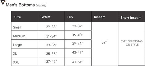 Sizing Chart – LIV Outdoor