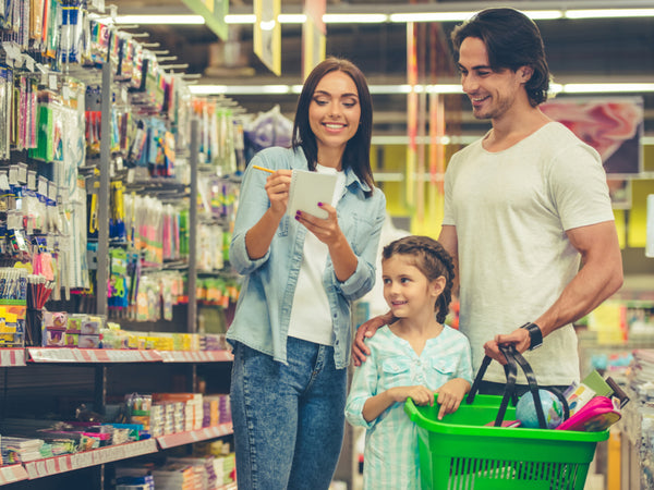 Family buying school supplies 