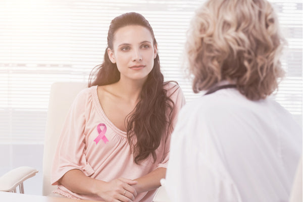Female patient listening to doctor with concentration about breast cancer awareness