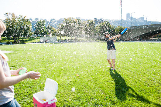 Water Balloon Baseball, which is an actual thing, is being played.