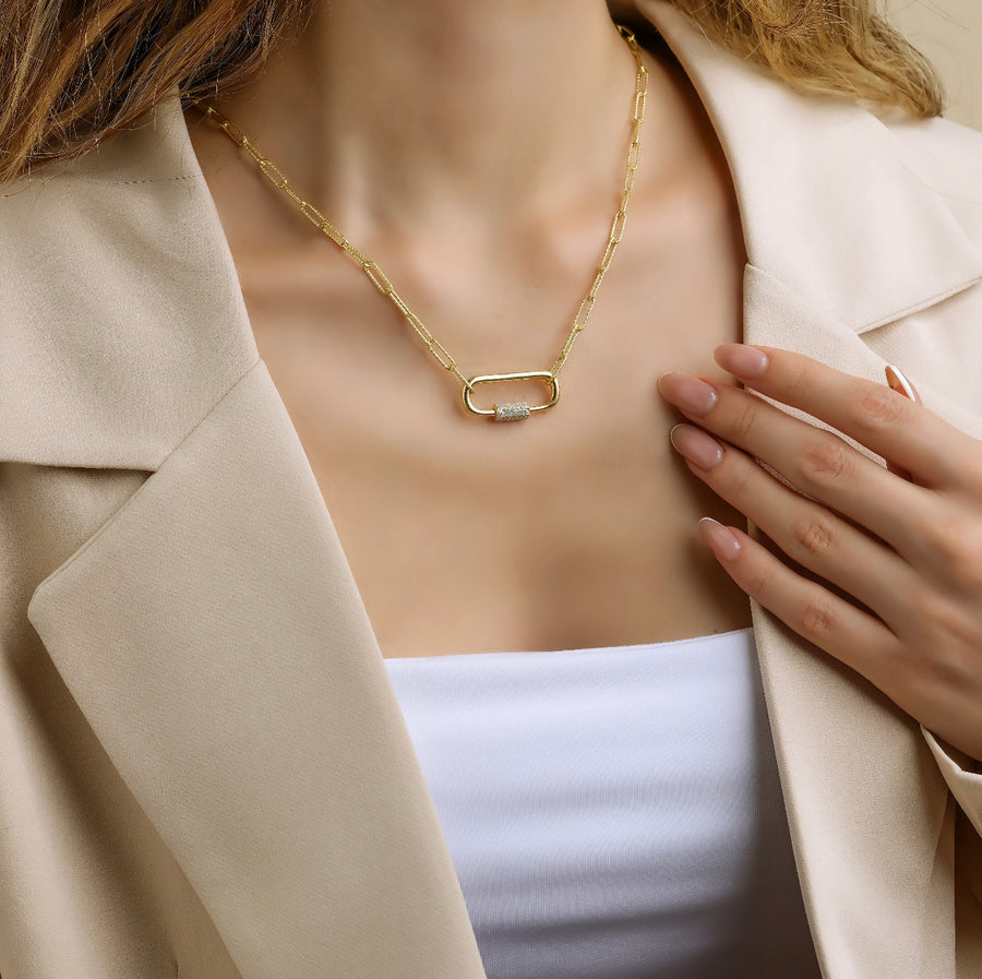 Heart Charm Lock Necklace - Gold Vermeil