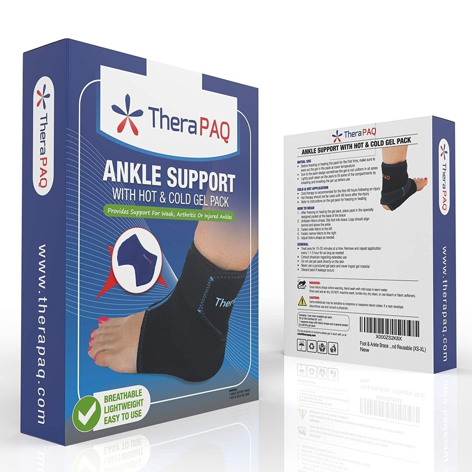 Foot And Ankle Ice Wrap With Hot And Cold Gel Pack By Therapaq Therapaq