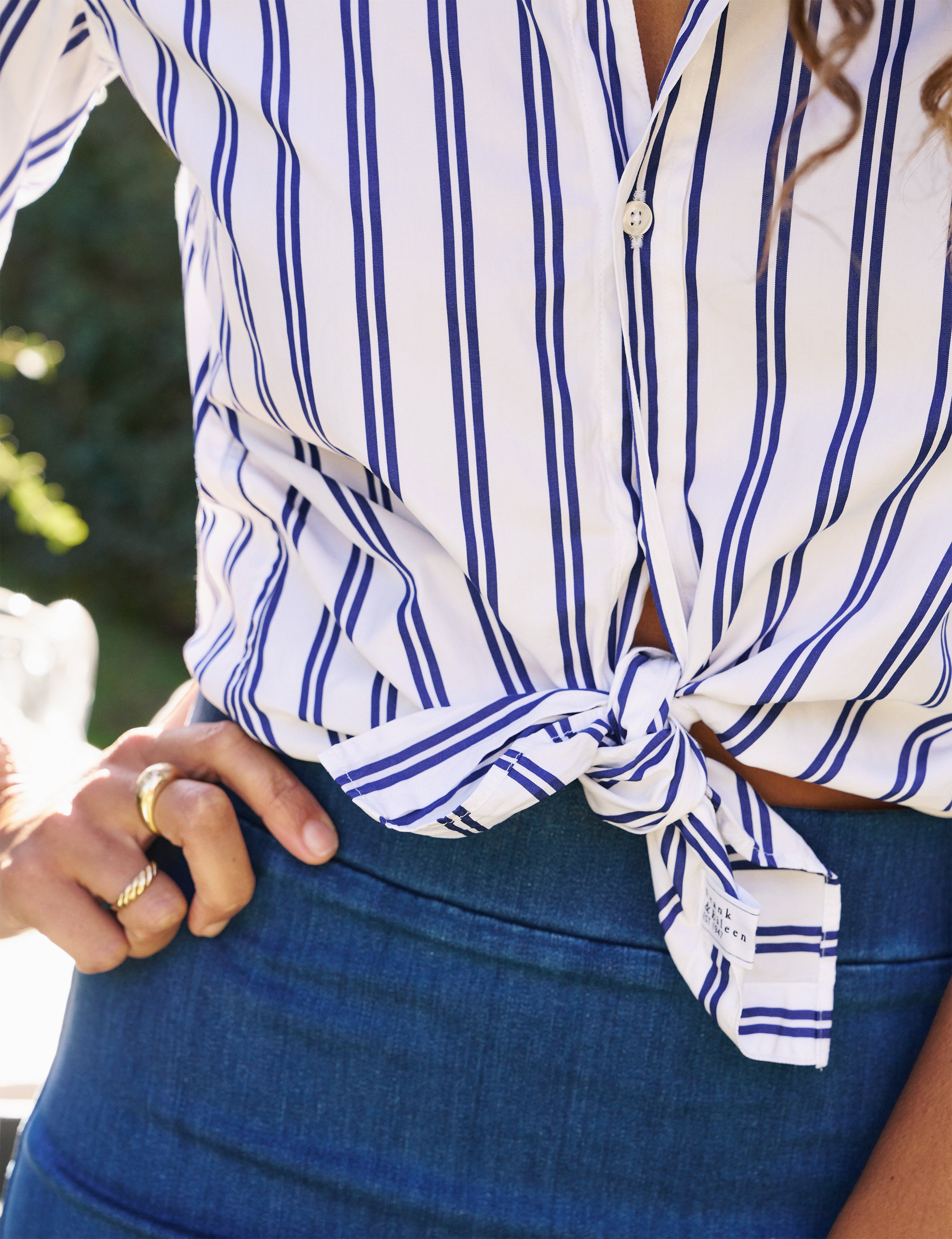 Frank, Classic Button-Up Shirt, Navy Stripe