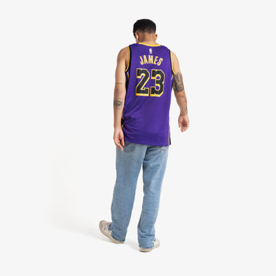 LA Lakers LeBron James Swoosh Statement Edition Swingman Jersey 52