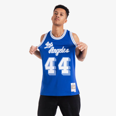  Mitchell & Ness Los Angeles Lakers Jerry West Throwback Road  Swingman Jersey Blue (Small) : Sports & Outdoors