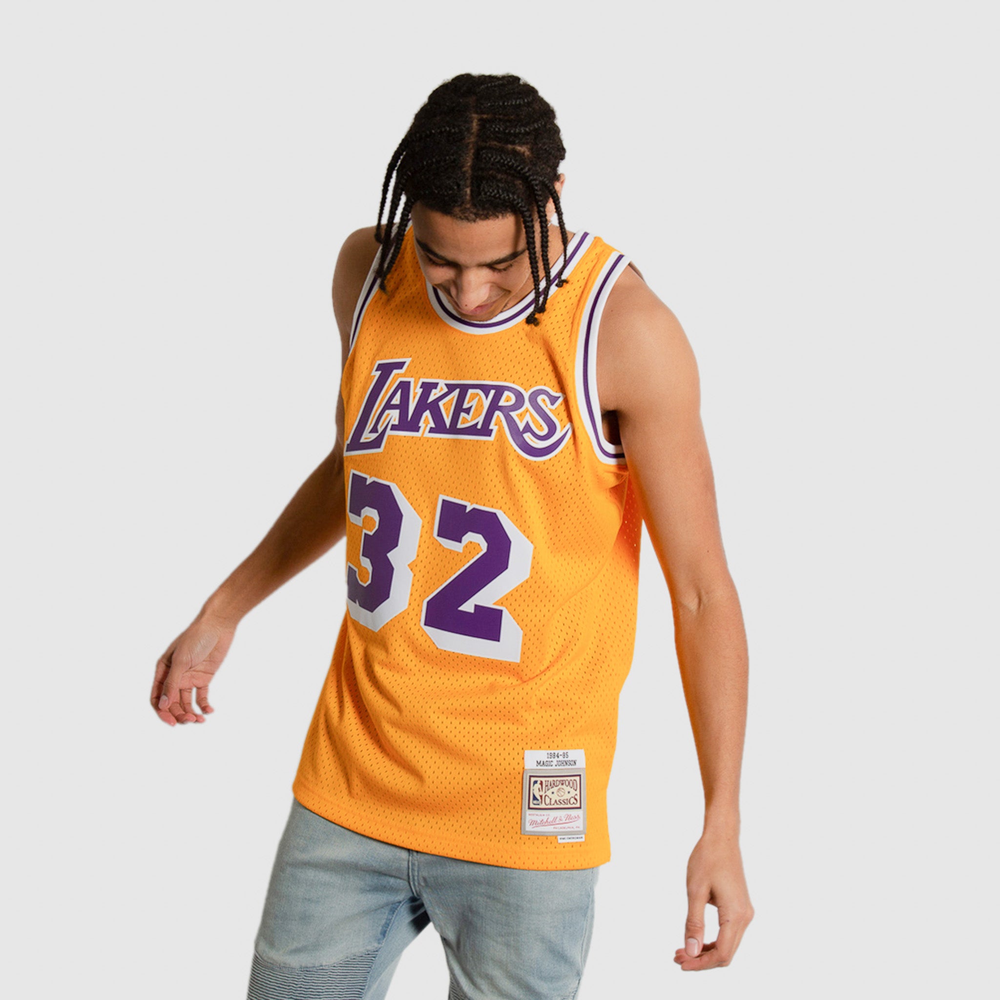 Shop Mitchell & Ness Los Angeles Lakers Kareem Abdul-Jabbar Swingman Jersey  SMJYAC18109LAL-PUR purple