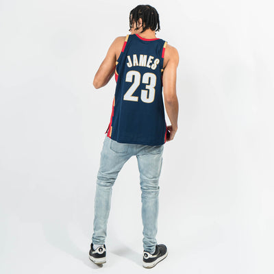 Men's LeBron James Navy Blue Retro Classic Team Jersey - Kitsociety