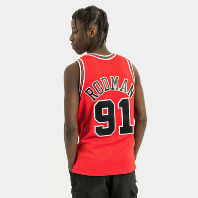 NWT Dennis Rodman Chicago Bulls Jersey Throwback Retro Black Pinstripe  (S-XL)