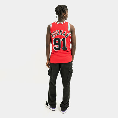 Dennis Rodman Jersey  Chicago Bulls Mitchell & Ness NBA Black Pinstripe  Throwback Swingman Jersey