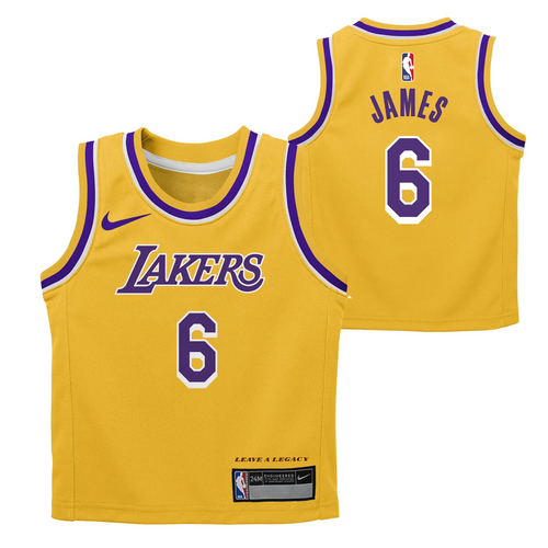 Boys Lebron James Los Angeles Lakers Gold Polyester V Neck Jersey